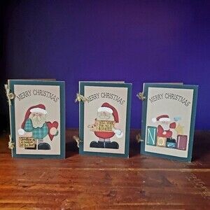 Vintage Country Farmhouse Christmas Santa Claus Holiday Greeting Cards - Wooden